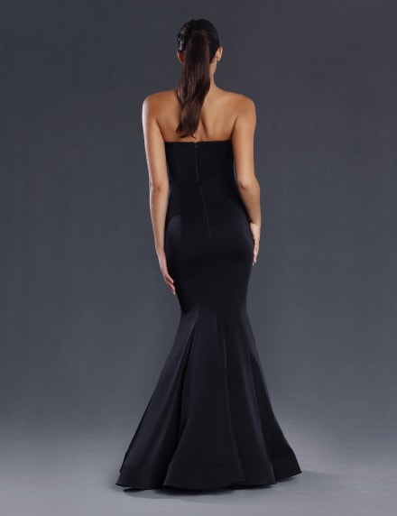 Constance — robe longue forme sirène bustier pointes satinée