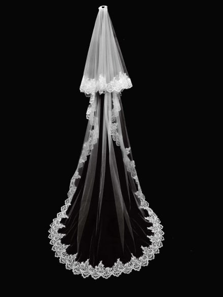 Voile VL5630 long 3 mètres retour épaules dentelle sequins fixation peigne