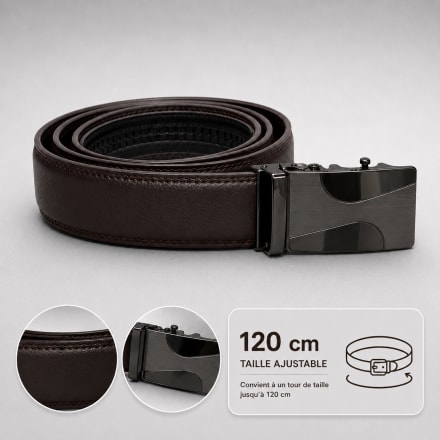 Ceinture simili cuir marron foncé grainé