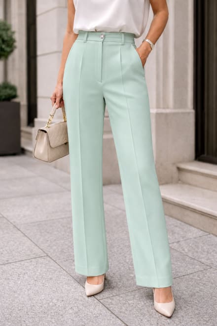 Pantalon Gloria taille classique coupe droite tissu fluide structuré