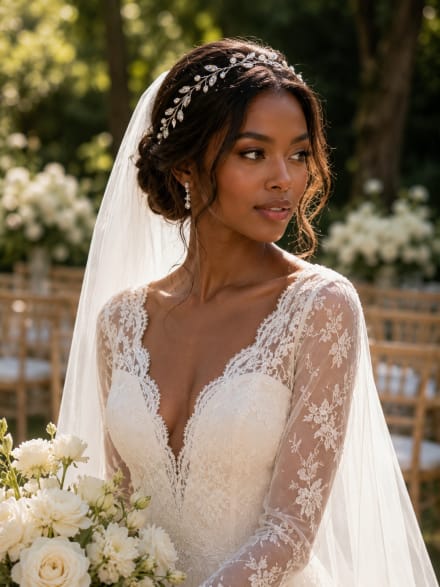 Bijoux de tête strass et perles transparentes