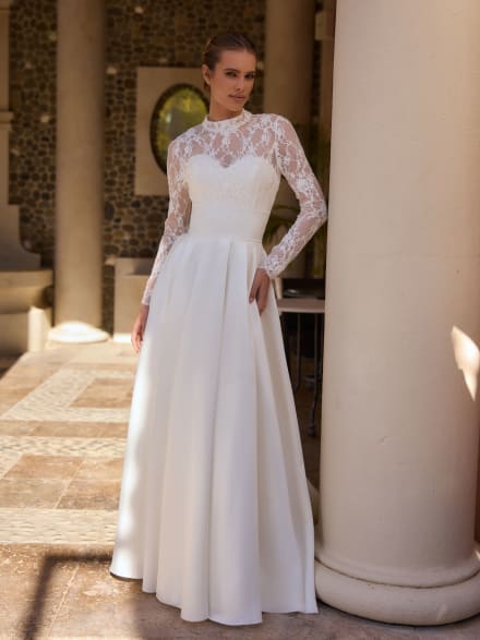 Jupe Damira - jupe satin taille haute avec traine