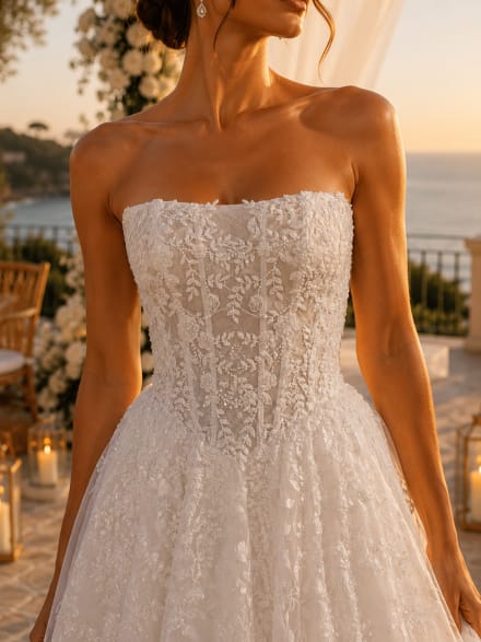 Elliott - Robe de mariée princesse en tulle brodé pailleté