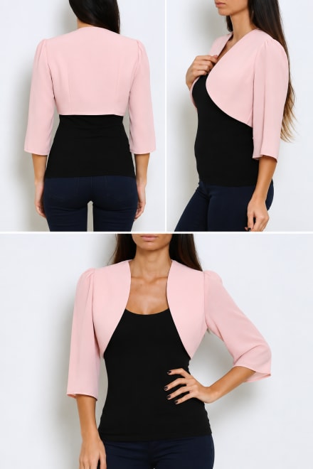 Clarissa — boléro court mousseline manches 3/4 doublé satin