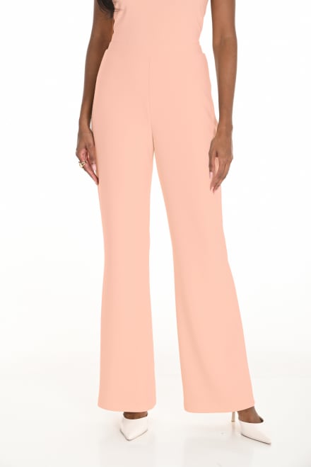 Pantalon coupe droite taille haute ceinture élastique fluide vieux rose