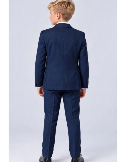 Pantalon Kenzi noir slim ceinture bouton bleu marine
