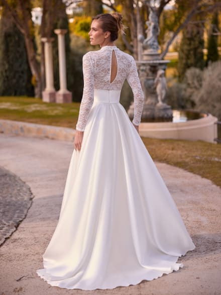 Jupe Damira - jupe satin taille haute avec traine