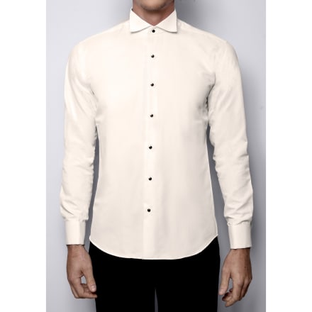 Chemise boutons noirs col cassé 1910 beige Taylor fit poignets mousquetaire