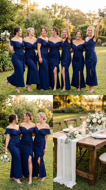 Octavia — robe longue sirène décolleté croisé épaules dégagées