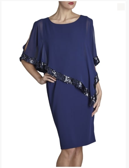 Adèle — robe courte boléro sequins bleu marine