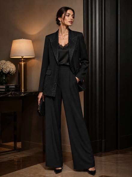 Pantalon Elyne taille haute coupe large fluide jambes évasées