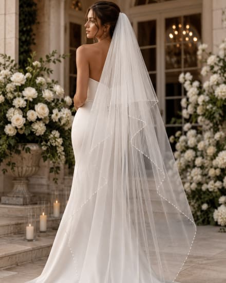 Voile VL6630 - long 3 mètres avec bordure perlée