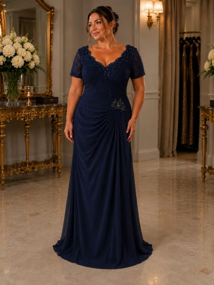 Callie — robe longue dentelle et strass jupe mousseline