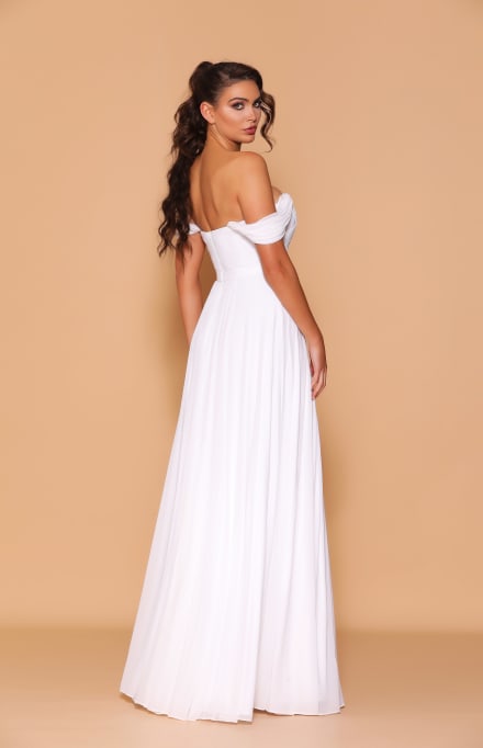 Mélissa — robe longue bustier épaules dénudées plissé tulle