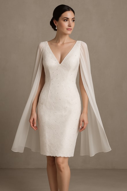 Blanca — robe courte dentelle brodée motifs floraux strass