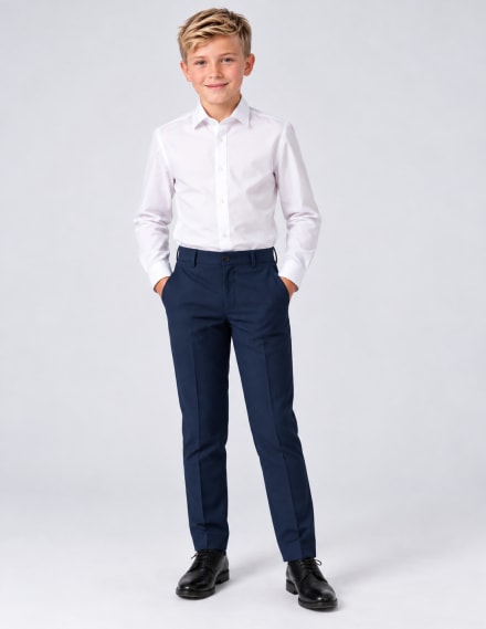 Pantalon Kenzi noir slim ceinture bouton bleu marine