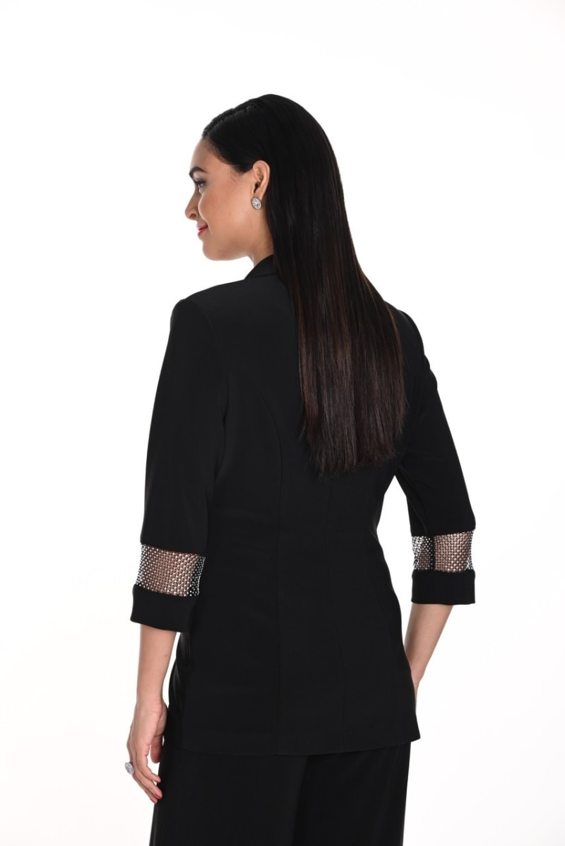 Veste Lila tailleur souple col cranté strass argenté