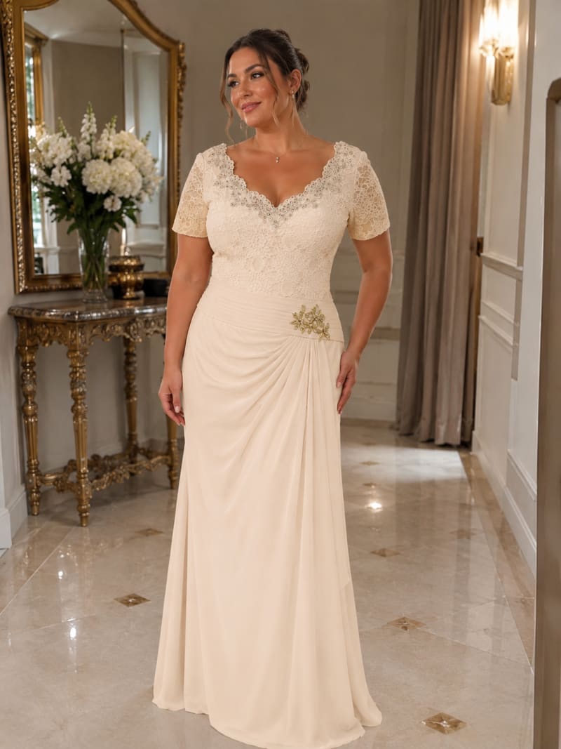 Callie — robe longue dentelle et strass jupe mousseline