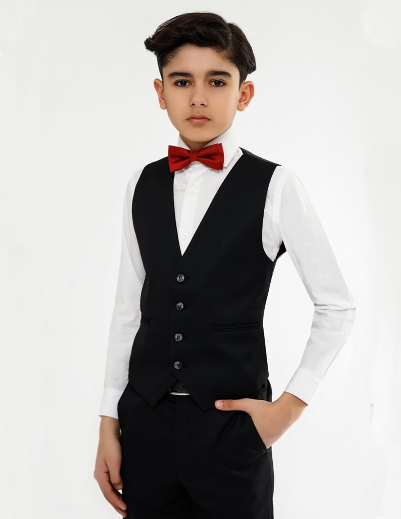Gilet Jeremy noir boutonnage droit