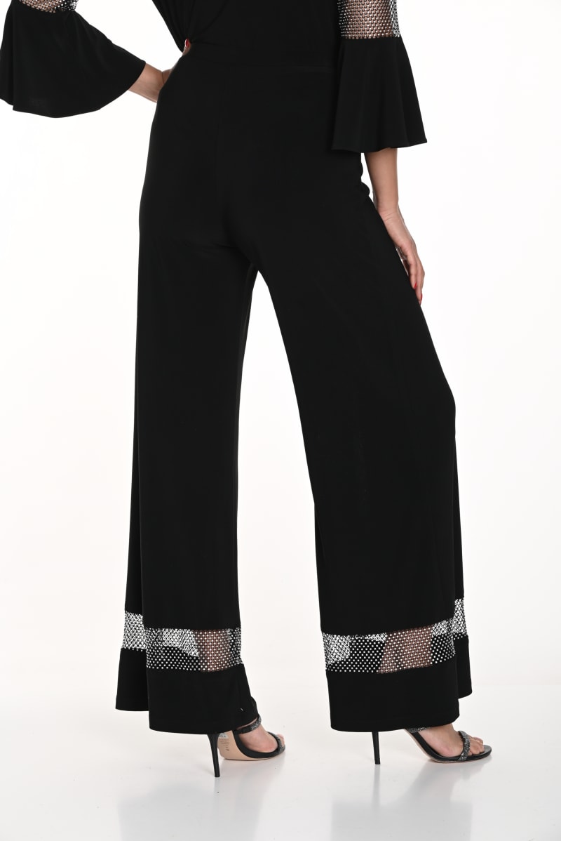 Pantalon Mélinda fluide ajouré strass argenté
