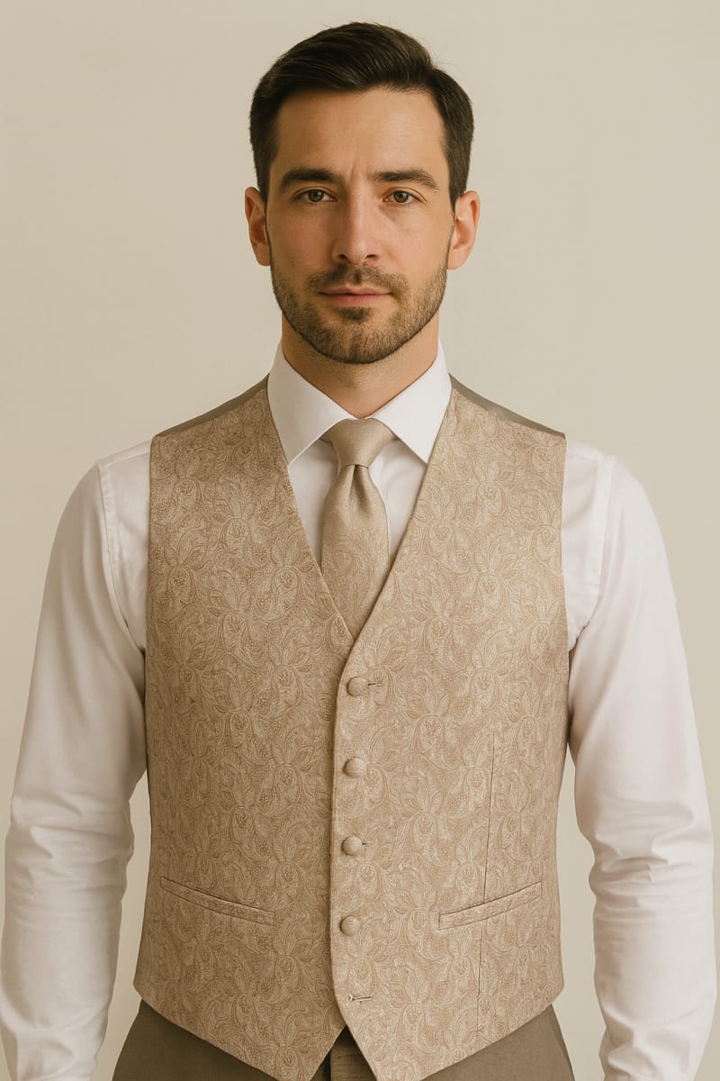 Gilet 457101/64 motifs beige et mordoré