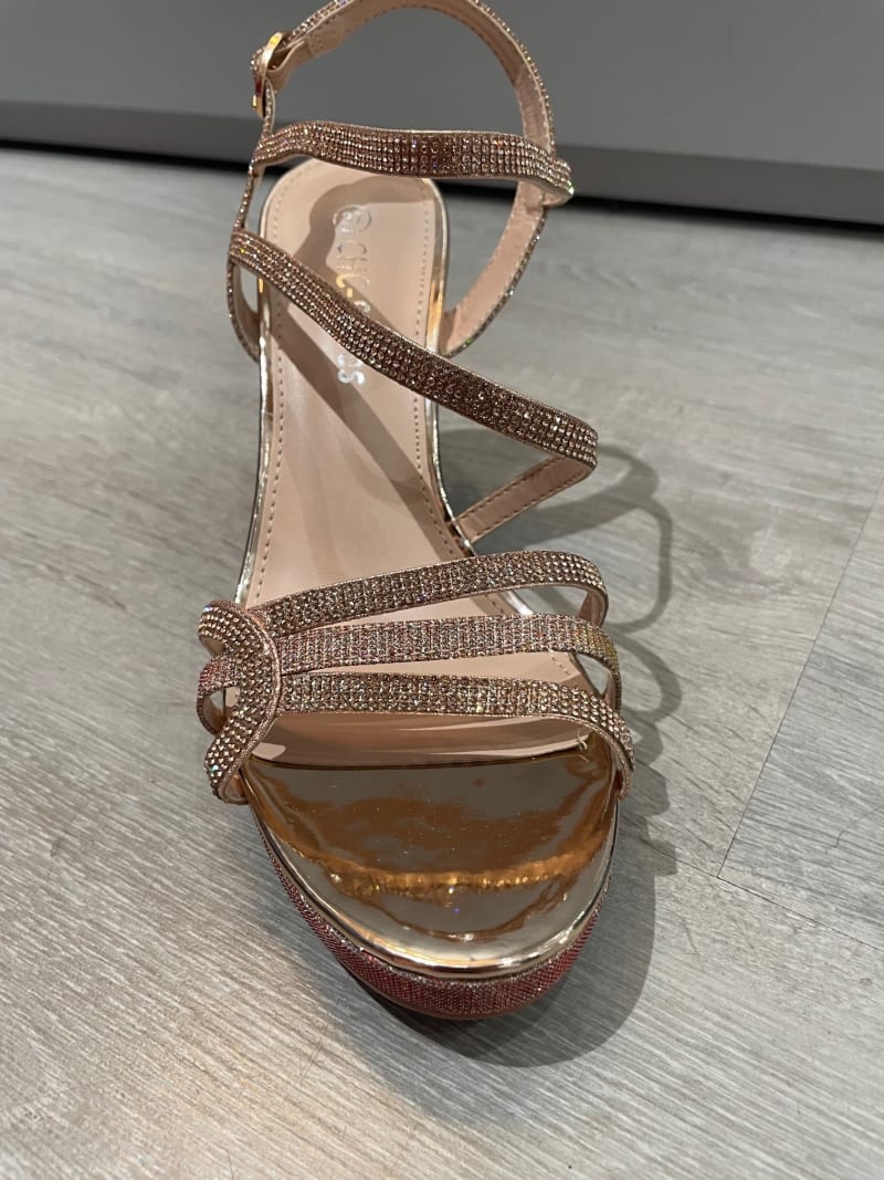 Sanja sandale bride talon carré 8 cm plateforme 2 cm paillettes strass