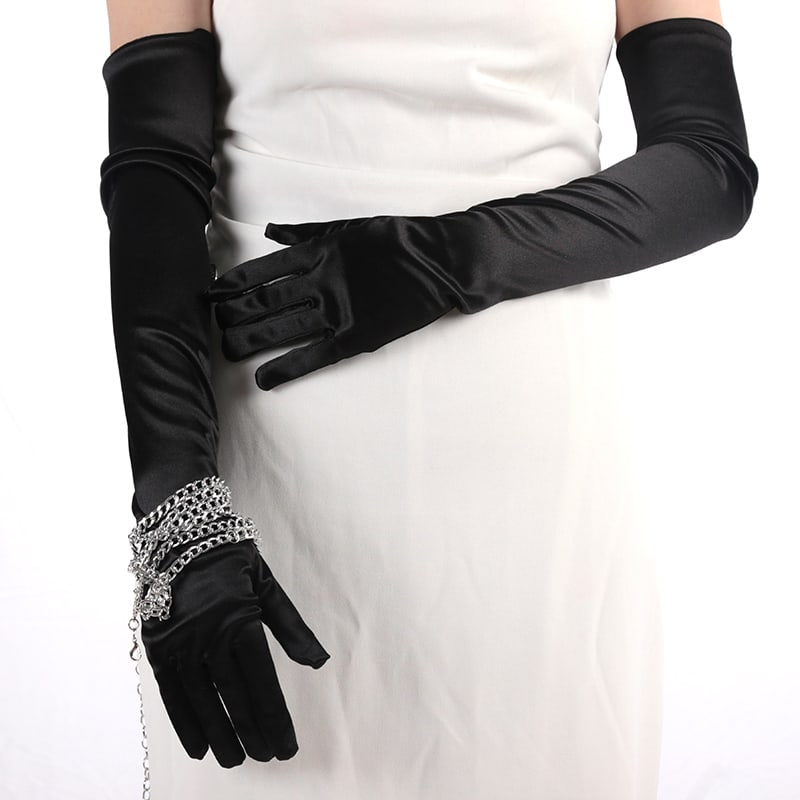 Gants Satin longs Noirs