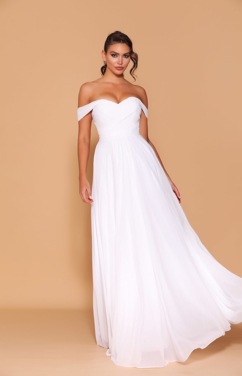 Mélissa — robe longue bustier épaules dénudées plissé tulle