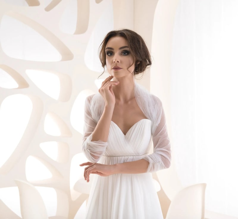 Boléro B119 tulle stretch pailleté manches 3/4