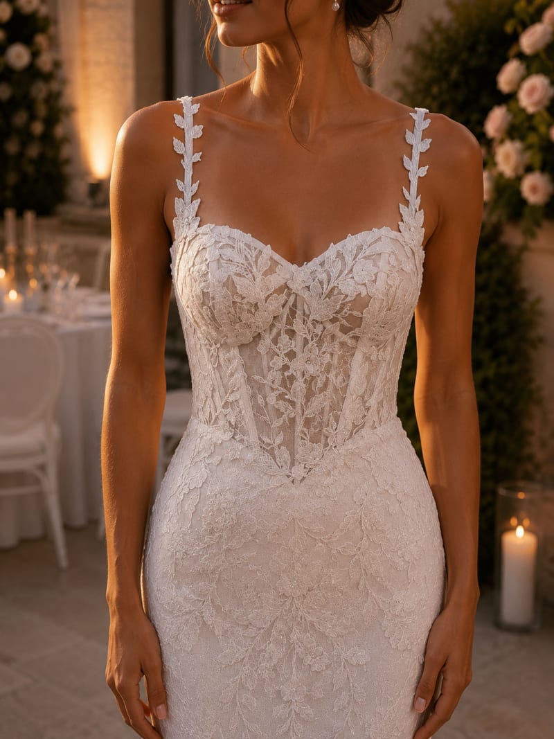 Penny - Robe de mariée longue coupe sirène en tulle et dentelle
