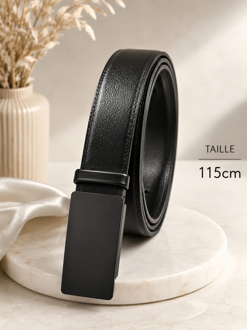 Ceinture ajustable noir à boucle automatique