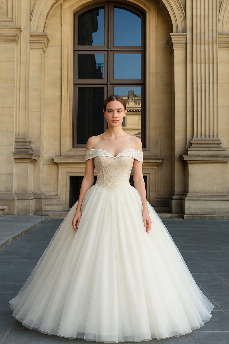 Tatiana — robe de mariée princesse bustier laçage dos perles strass