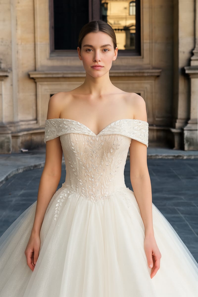 Tatiana — robe de mariée princesse bustier laçage dos perles strass