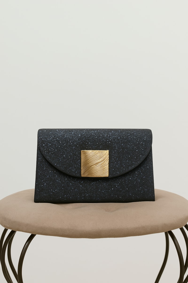 Pochette bleu paillettes