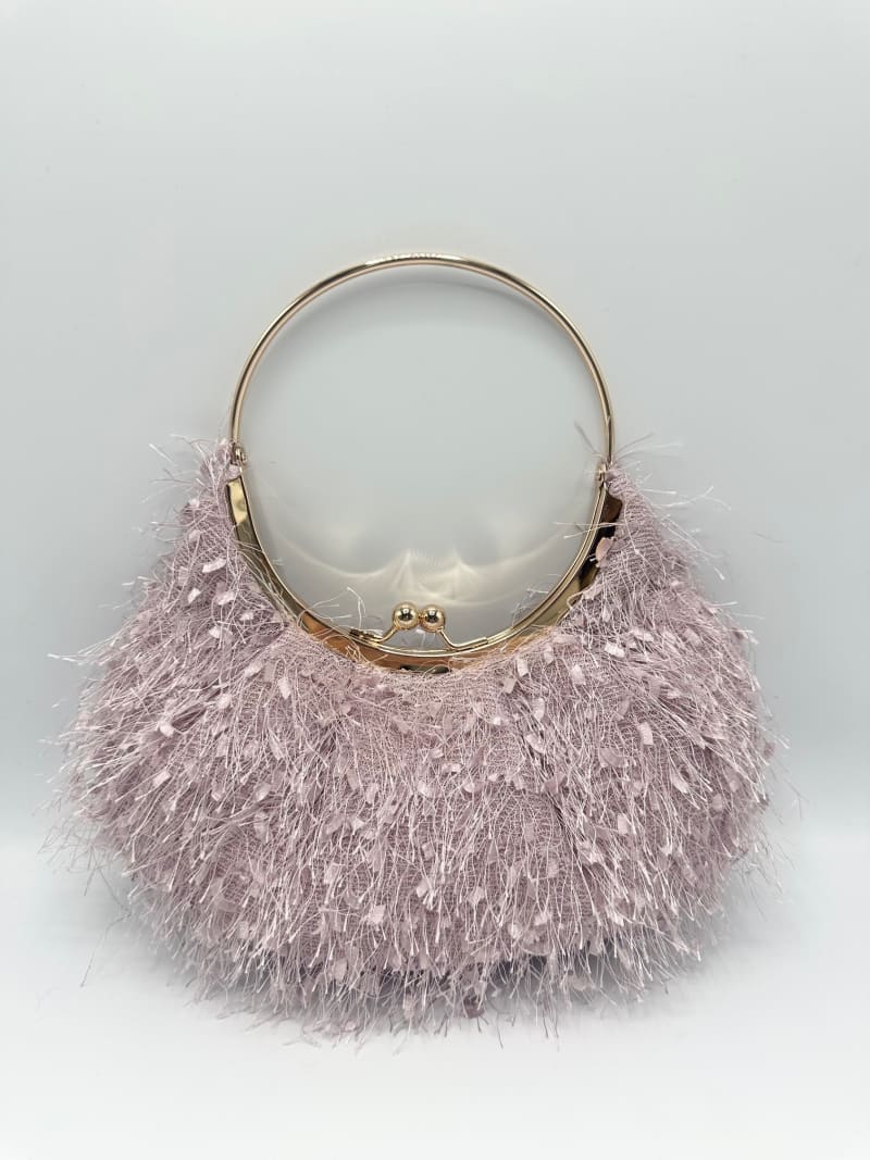 Pochette 4574 rigide armature métallique dorée anse ronde