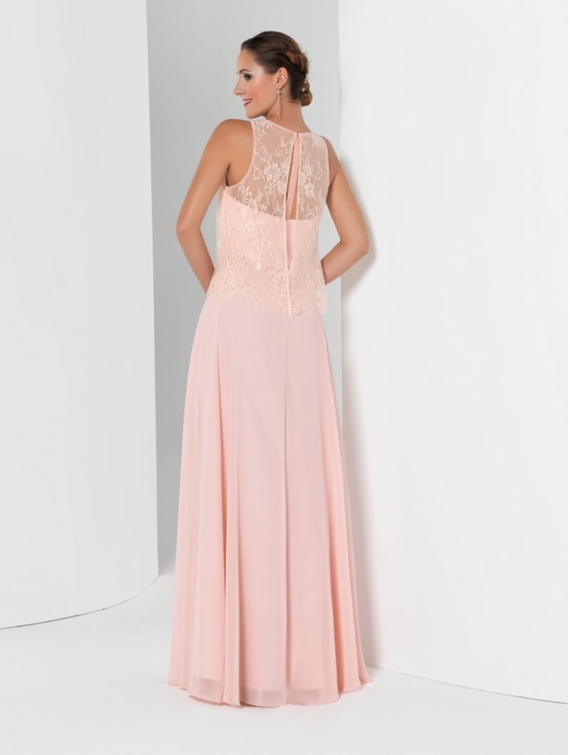 Bernardine — robe de soirée longue dentelle superposée mousseline