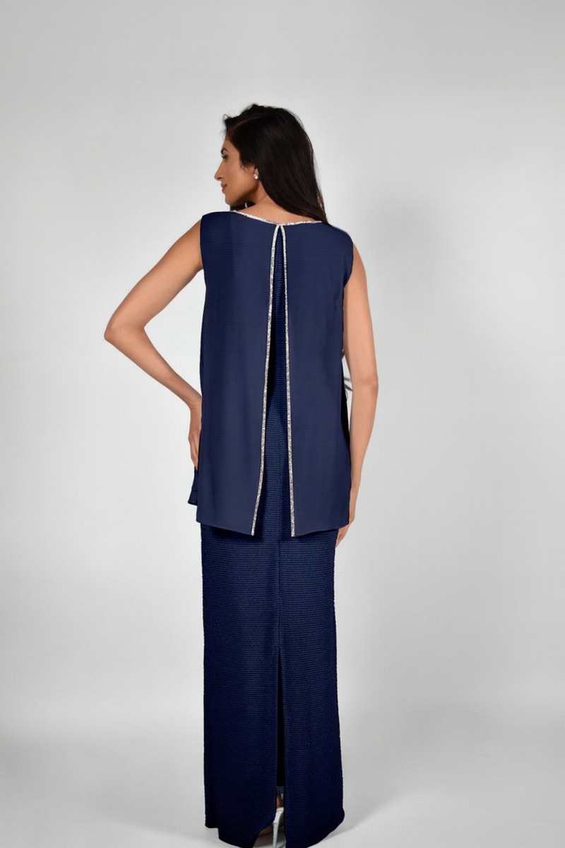 Sophia — robe longue droite cape mousseline strass