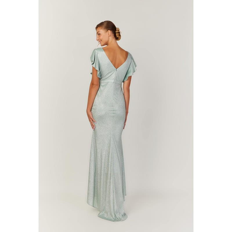 Ashley — robe longue droite décolleté V croisé manches papillon