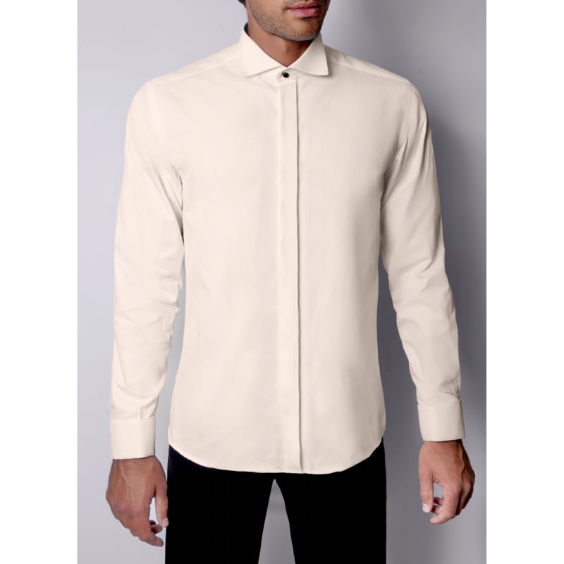 Chemise col cassé ivoire tailor fit poignet mousquetaire