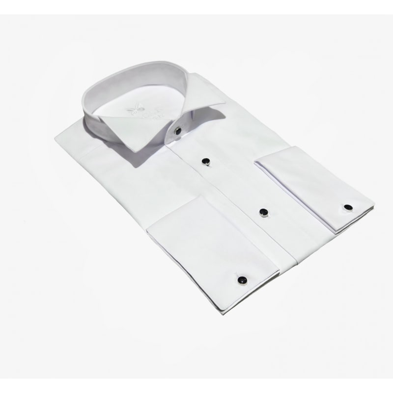 Chemise boutons noirs col cassé 1910 blanche