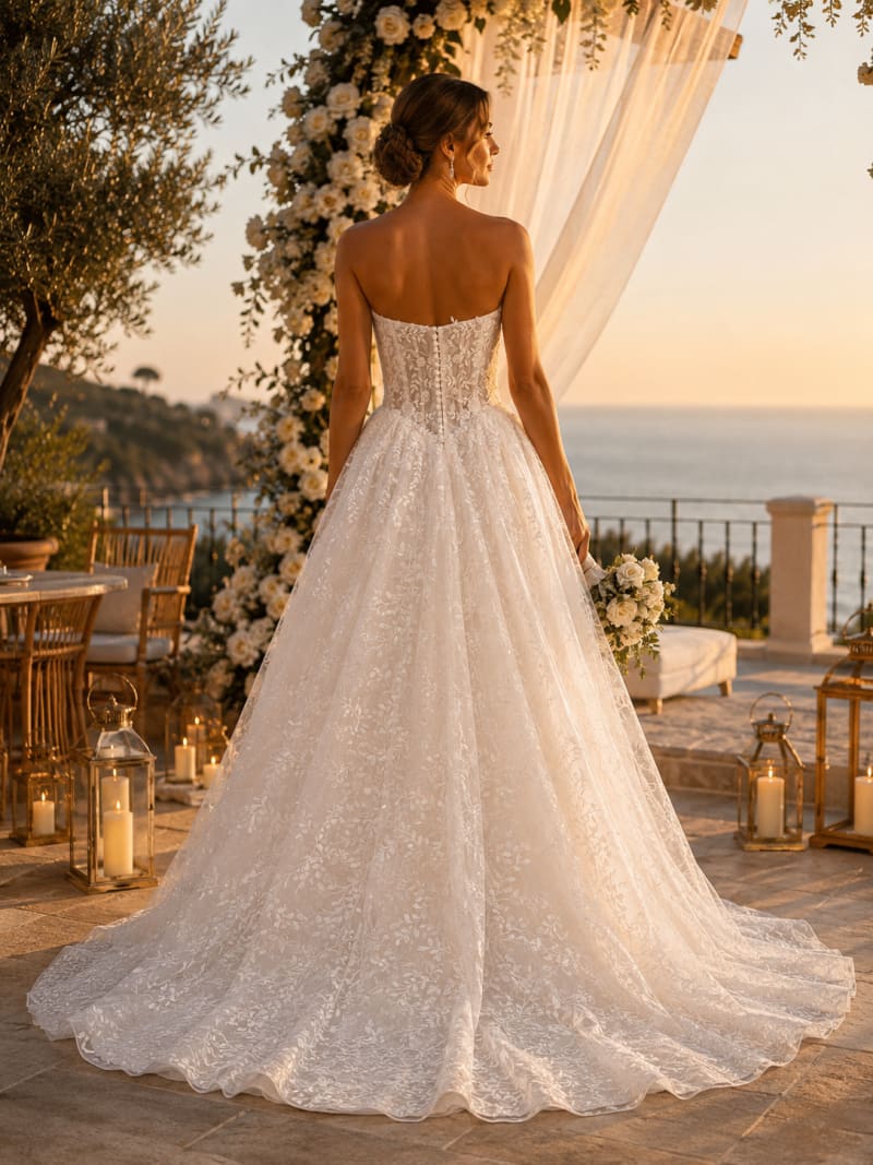 Elliott - Robe de mariée princesse en tulle brodé pailleté