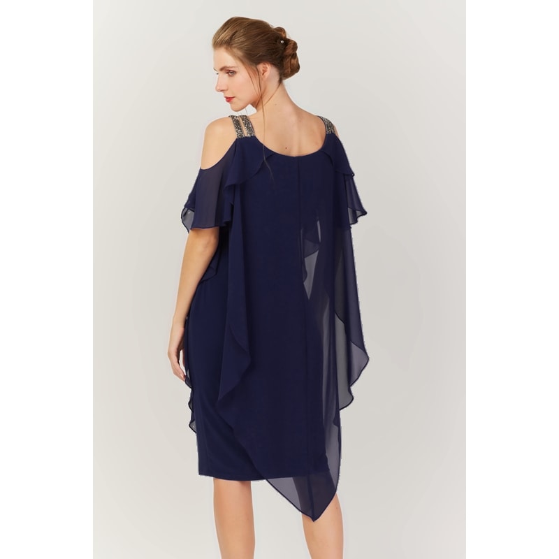 Ivy — robe cocktail courte droite voile mousseline strass