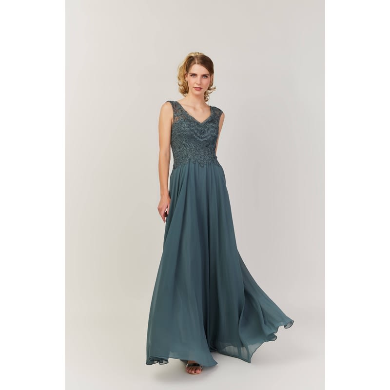 Jane — robe longue bustier dentelle strass mousseline