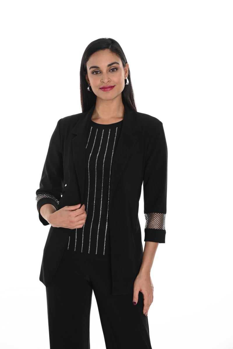 Veste Lila tailleur souple col cranté strass argenté