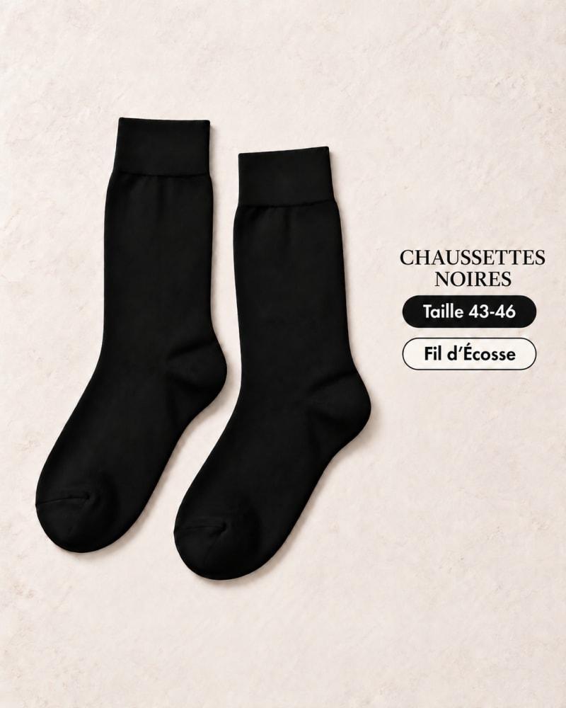 Chaussettes noires fil d'Ecosse