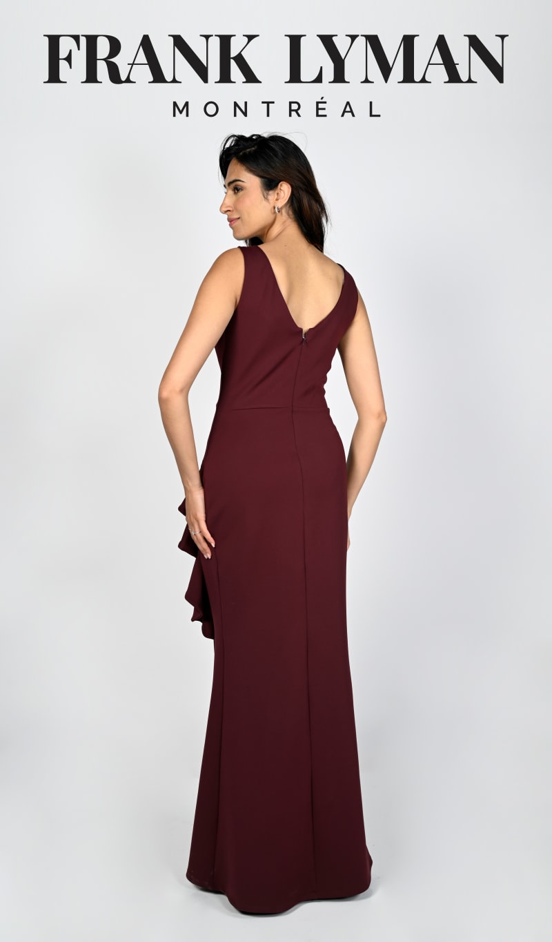 Karima robe longue droite plissé volants dos échancré