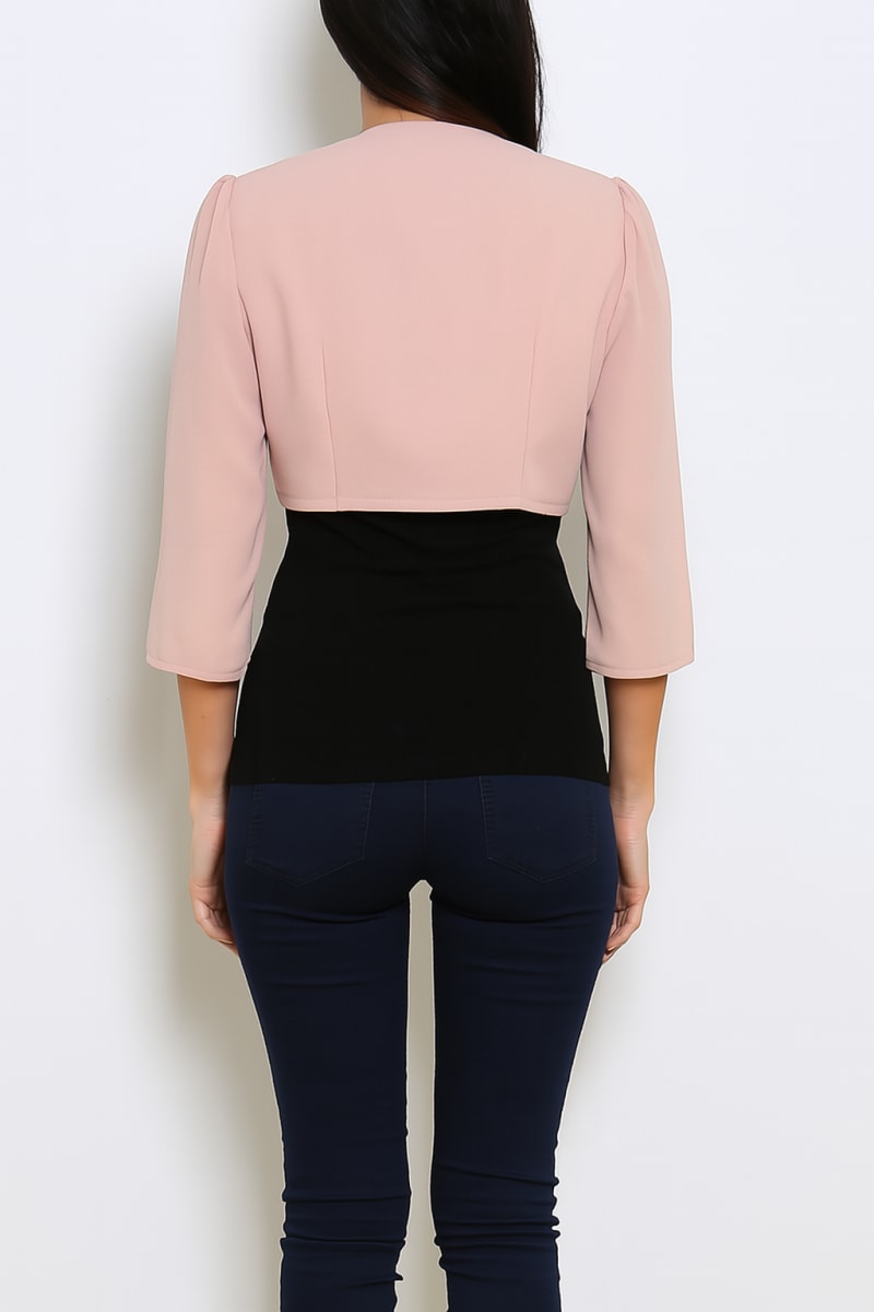 Clarissa — boléro court mousseline manches 3/4 doublé satin