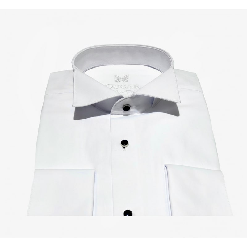 Chemise boutons noirs col cassé 1910 blanche