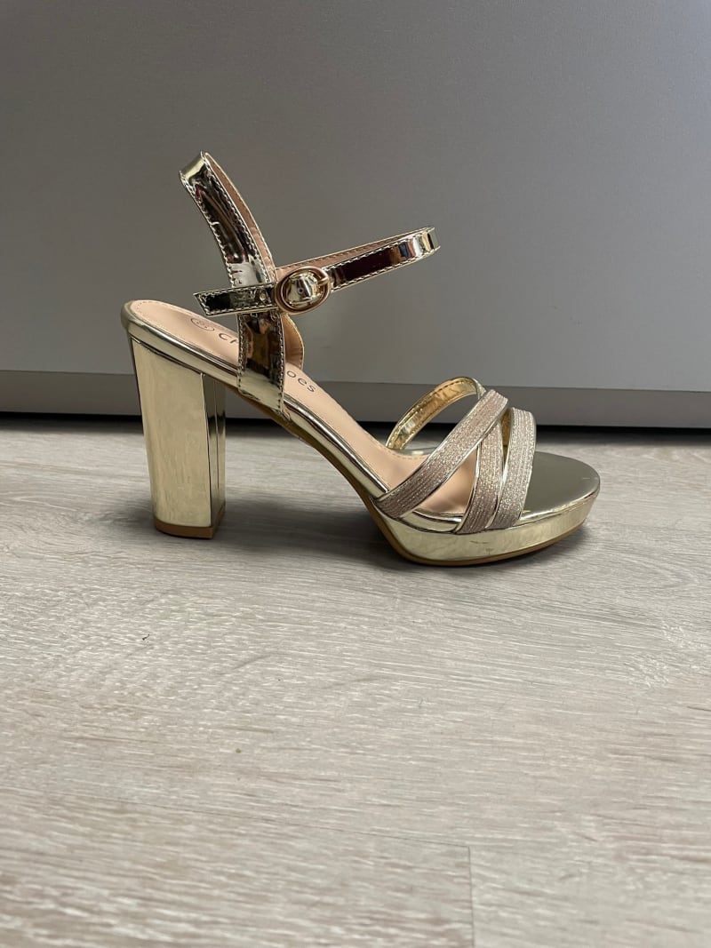 Pauline sandale bride talon carré 8 cm plateforme 2 cm paillettes