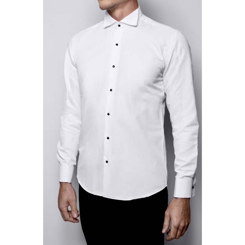 Chemise boutons noirs col cassé 1910 blanche